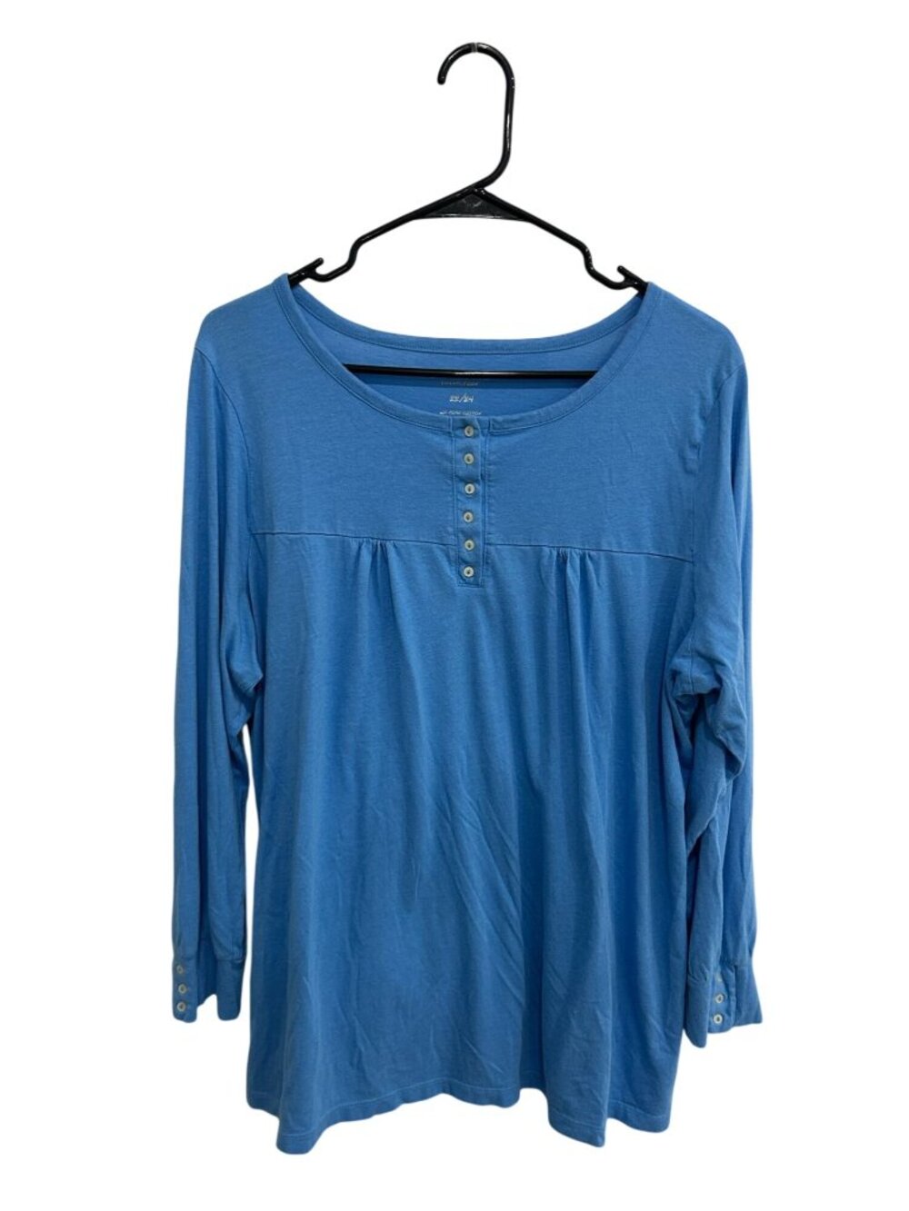 Avenue 22/24 Blue Pima Cotton Long Sleeve Henley Top Calmcore Minimalist